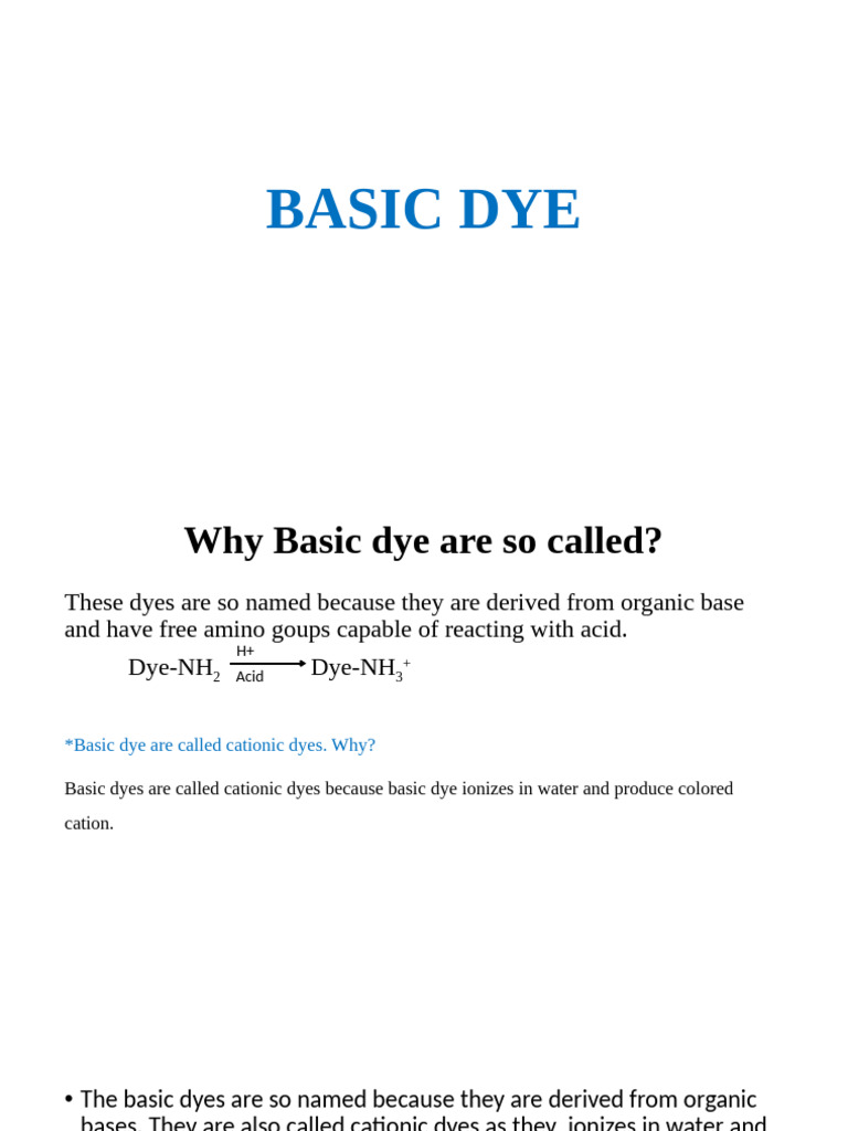 Understanding Basic Dyes and Their Properties | PDF