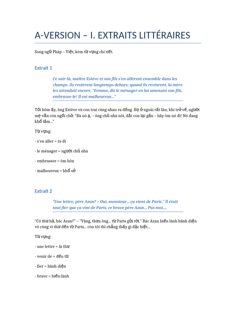 Extraits Litteraires SongNgu FULL | PDF