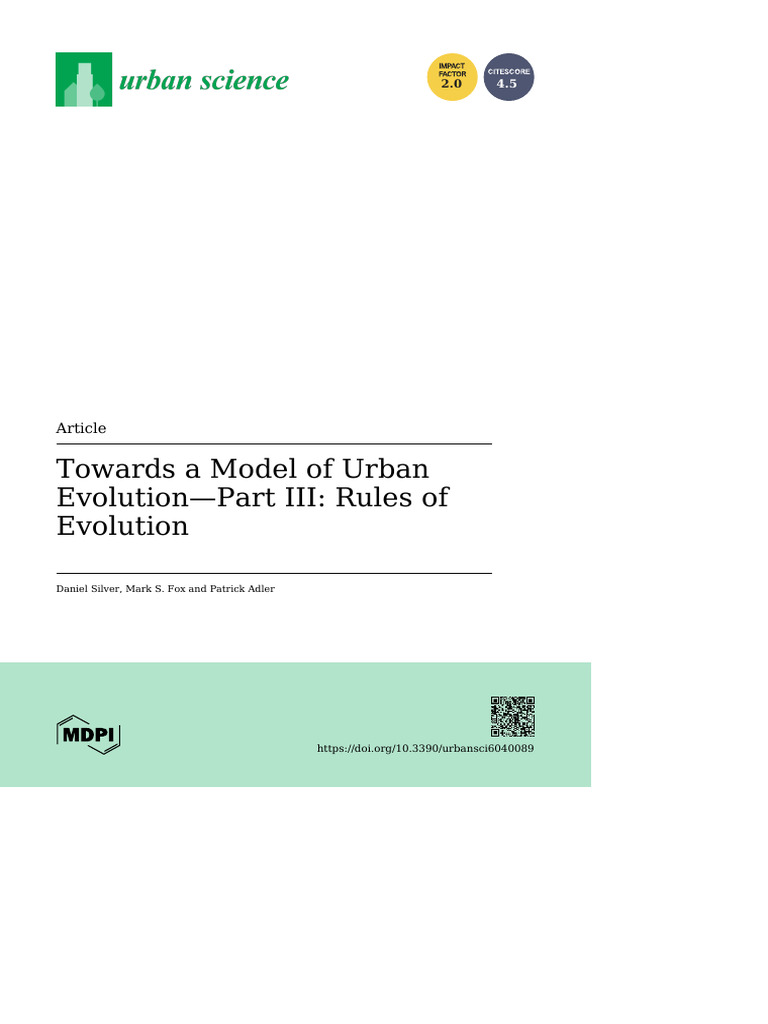 Towards A Model of Urban Evolution Part III | PDF | Evolution | Natural ...