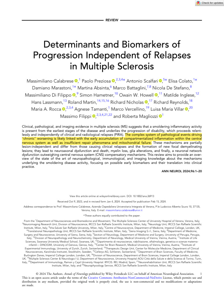 Biomarkers of MS Progression Without Relapses | PDF | T Helper Cell ...