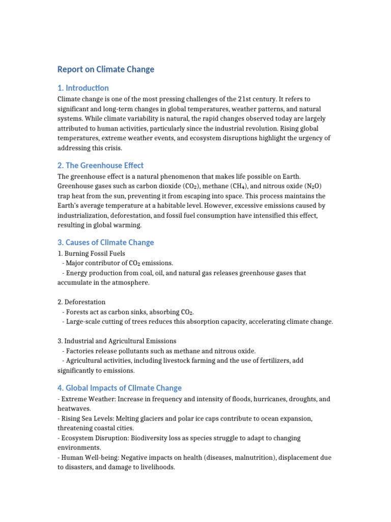 Climate Change: Causes and Solutions | PDF | Climate Change | Climate ...