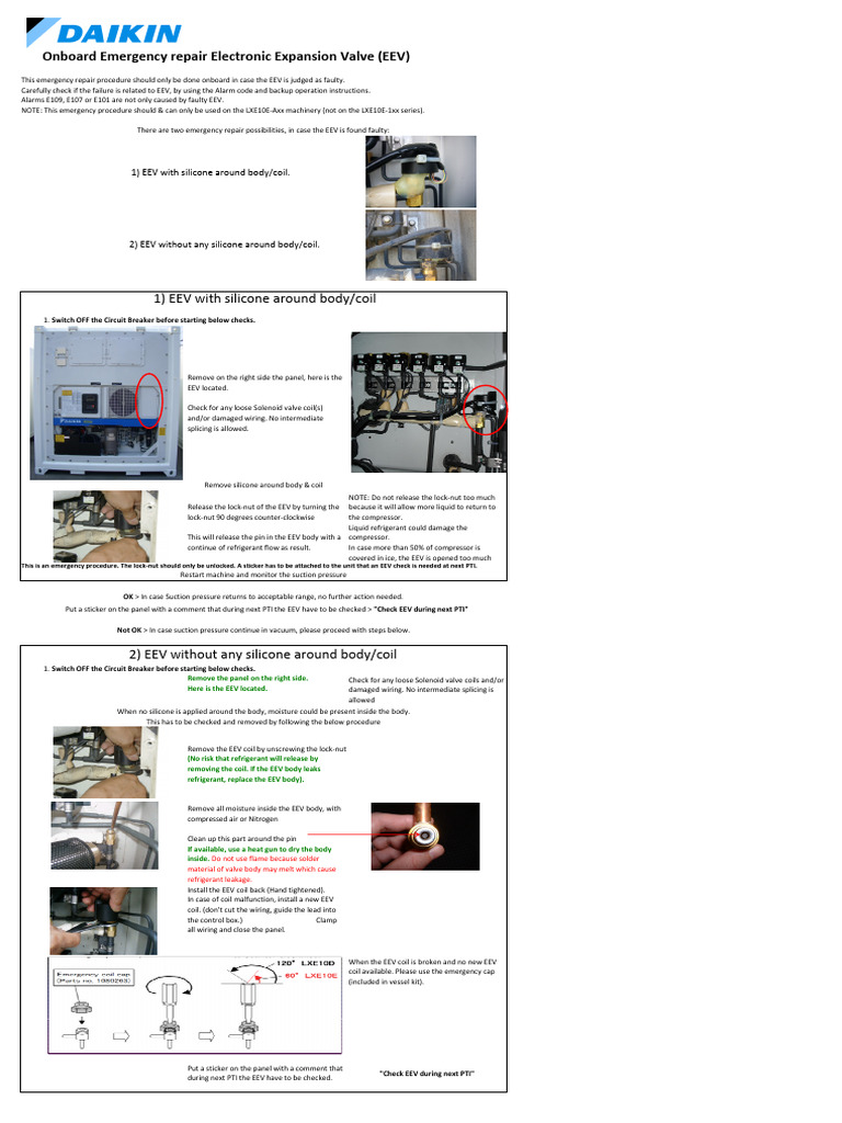 EEV Troubleshooting and Emergency Repair Guide | PDF | Valve | Leak