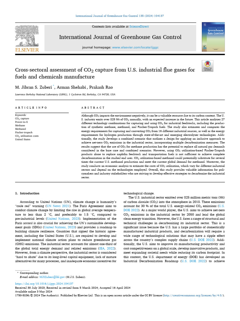 CO2 Capture for U.S. Industrial Decarbonization | PDF | Climate Change ...