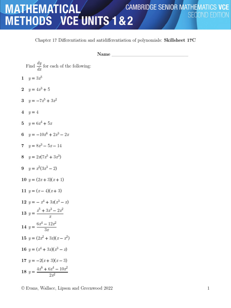 17C Skillsheet | PDF