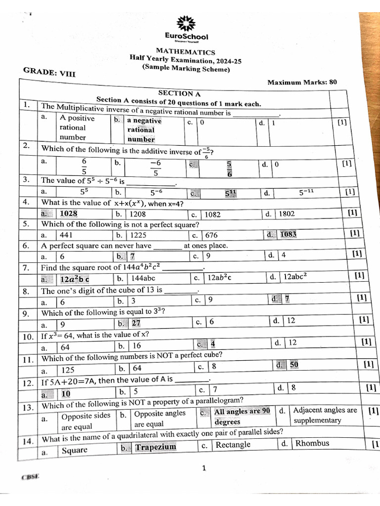 Sample Paper 2 G8 | PDF