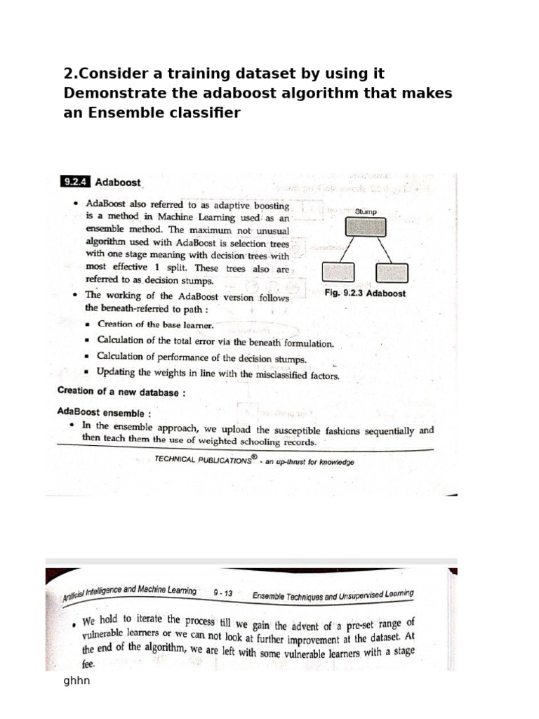 2.consider A Training Dataset by Using It Demonstrate The Adaboost ...