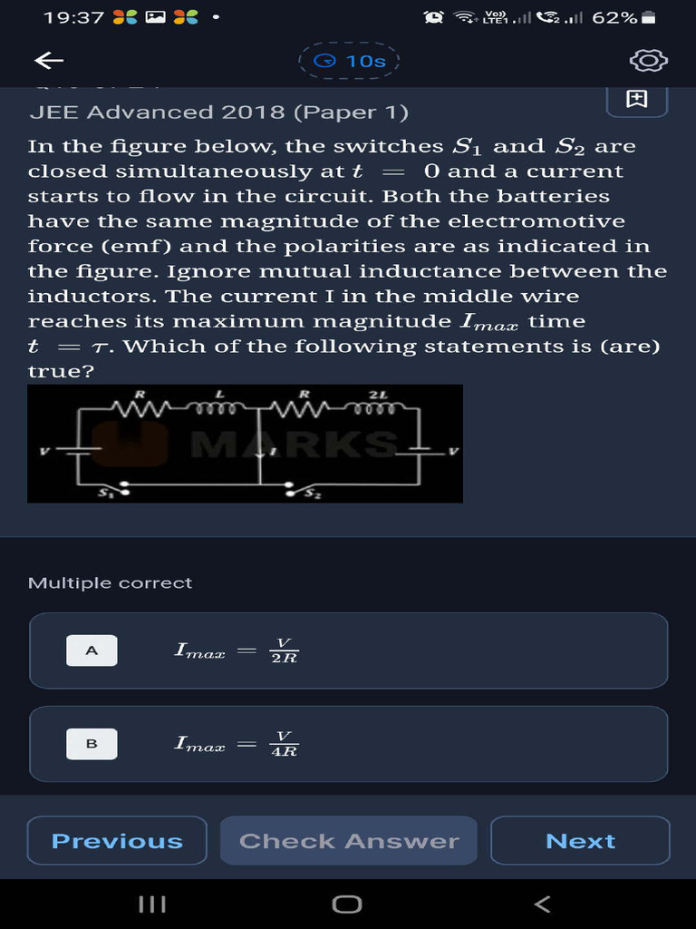 JEE Physics Inductor Circuit Problems | PDF | Inductance | Rotation
