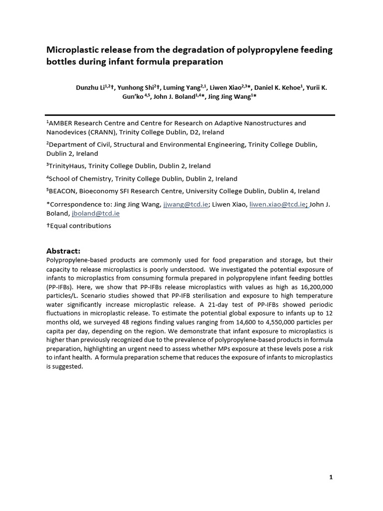 Microplastics from Infant Feeding Bottles | PDF | Raman Spectroscopy ...