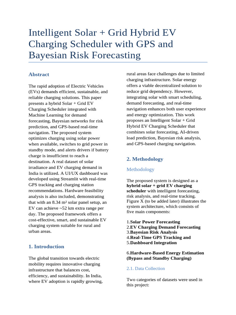 Solar-Grid Hybrid EV Charging Scheduler | PDF | Solar Power | Electric ...