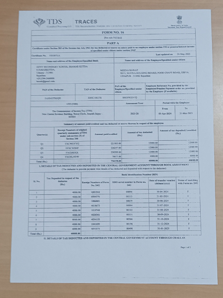 Form 16 2025-26 | PDF