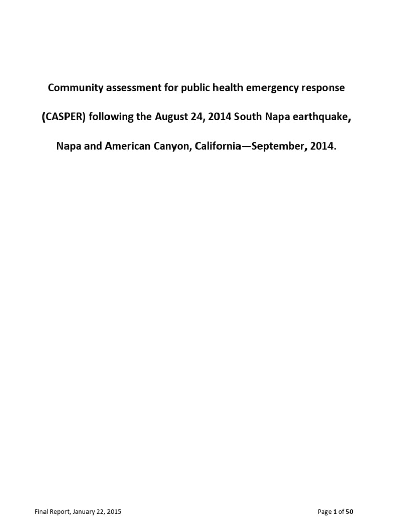 Napa CASPER Report | PDF | Sampling (Statistics) | Psychological Trauma