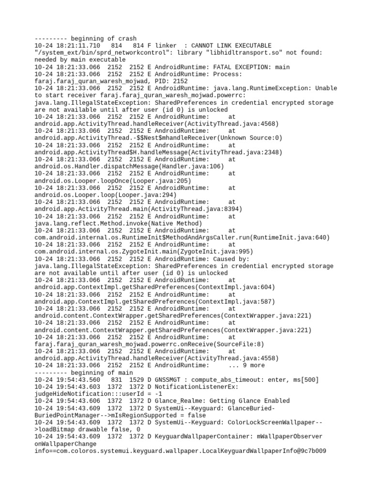Android Runtime Exception Log Analysis | PDF | Android (Operating ...