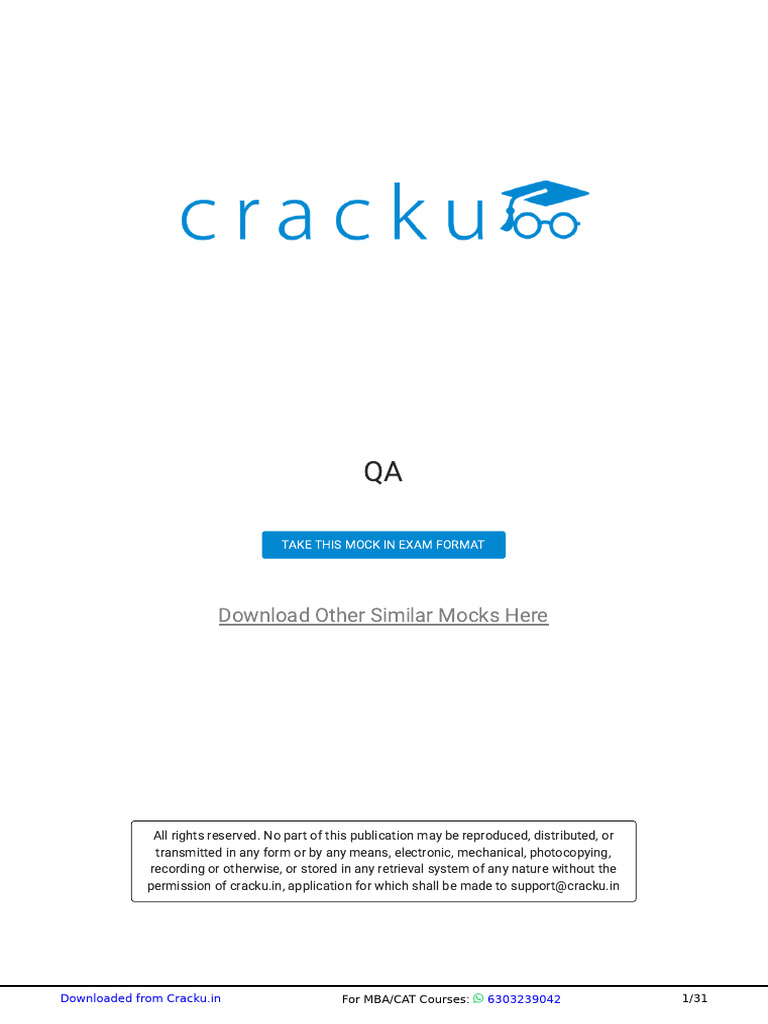 QA by Cracku | PDF | Area | Elementary Mathematics