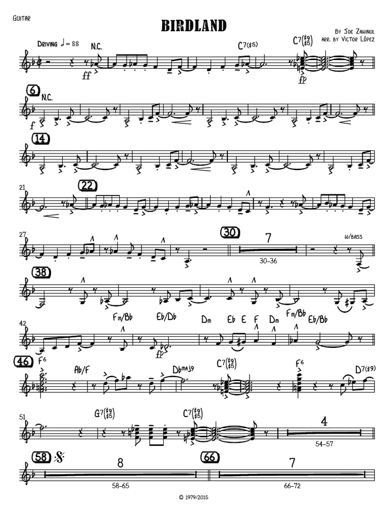 Guitar Arrangement of Birdland | PDF | Chess | Chess Theory