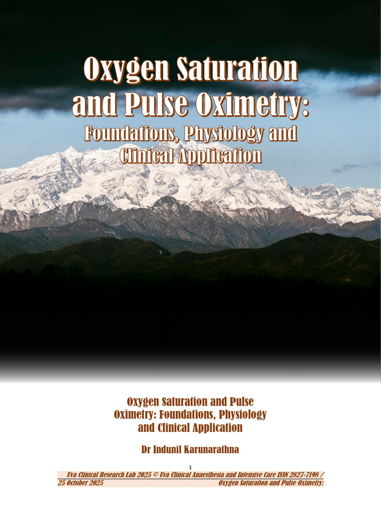 Oxygen Saturation and Pulse Oximetry Foundations, Physiology and ...