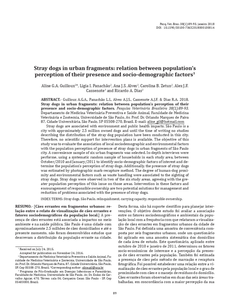 Stray Dogs and Socio-Demographics in São Paulo | PDF | Dogs | Human ...