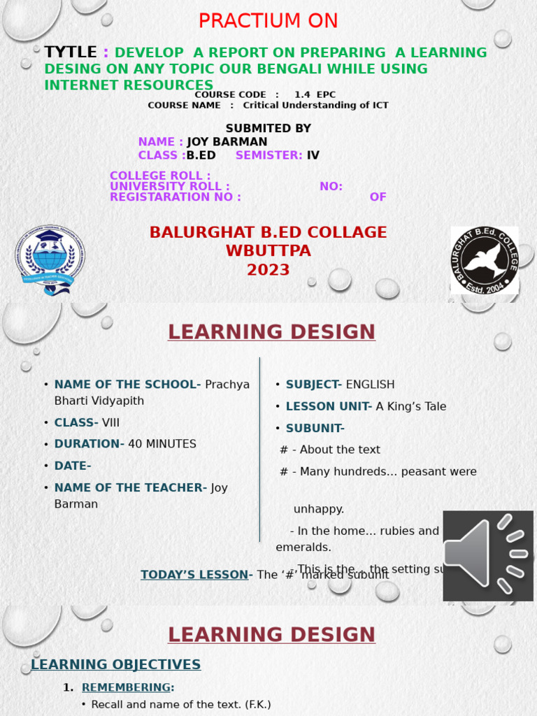 Learning design bed 4th sem | PDF | Instructional Design | Teachers