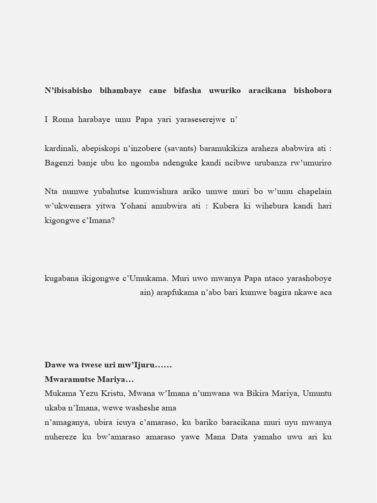 Ibisabisho Bitatu ku Buruhukiro bw'Imitima | PDF