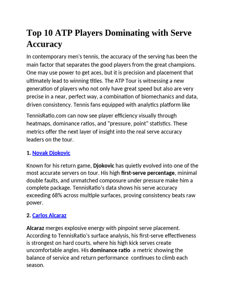 Serve Accuracy: Key to ATP Success | PDF | Accuracy And Precision