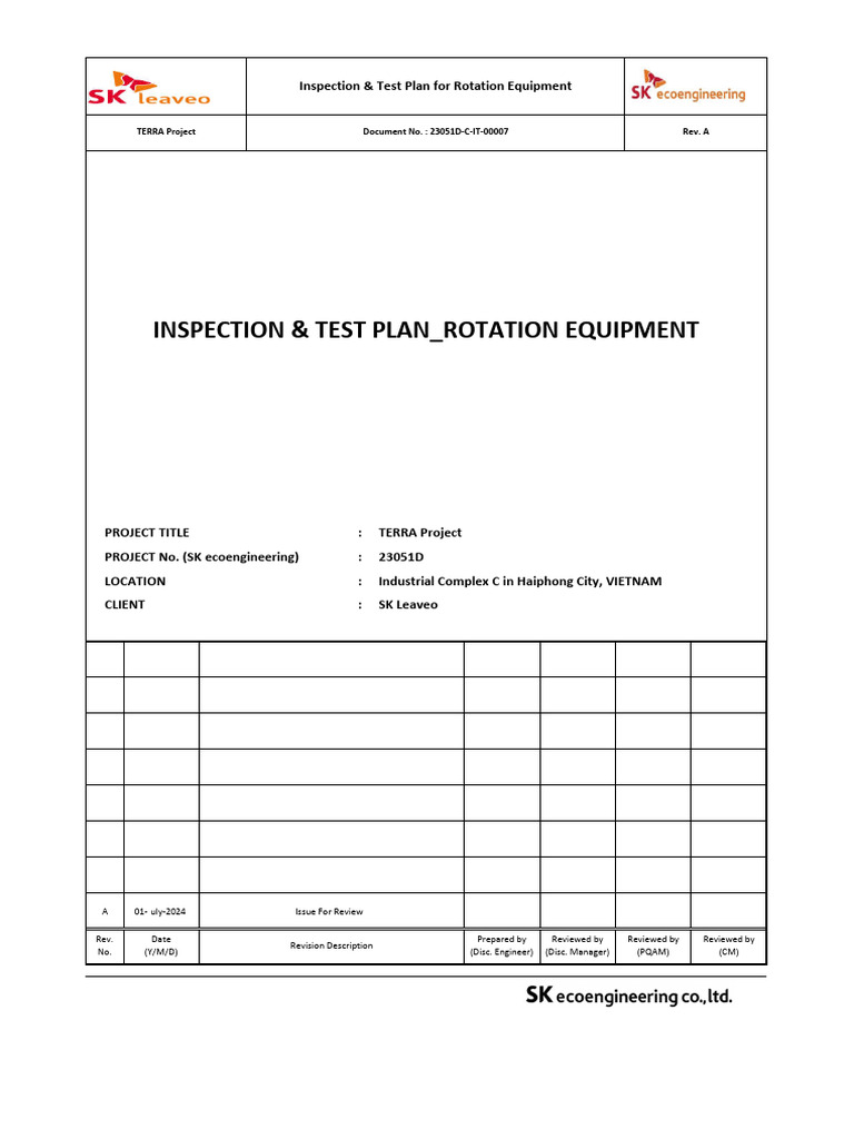 23051D-C-IT-00007 - ITP For Rotation Equipment (Rev.a) . | PDF | Screw ...