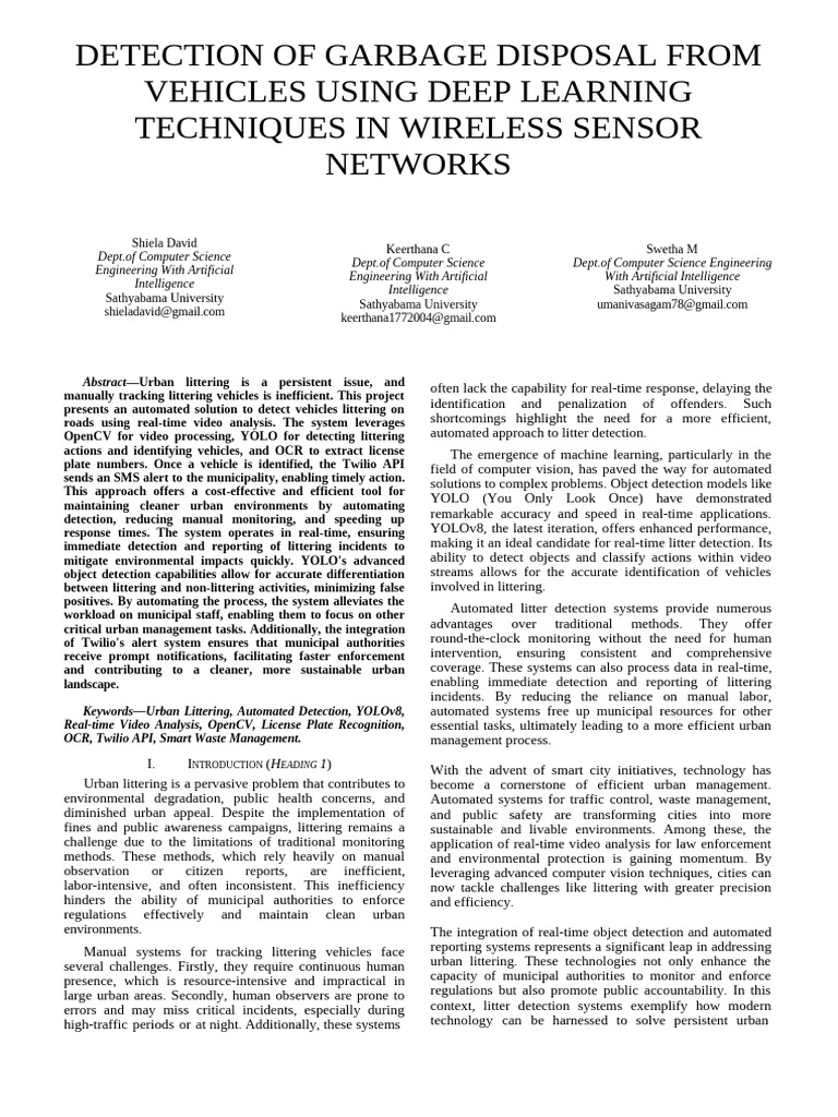 Deep Learning for Vehicle Litter Detection | PDF | Optical Character ...