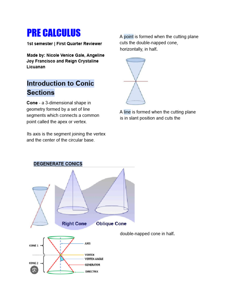 Precalculus Conic Sections Guide | PDF | Ellipse | Euclidean Plane Geometry