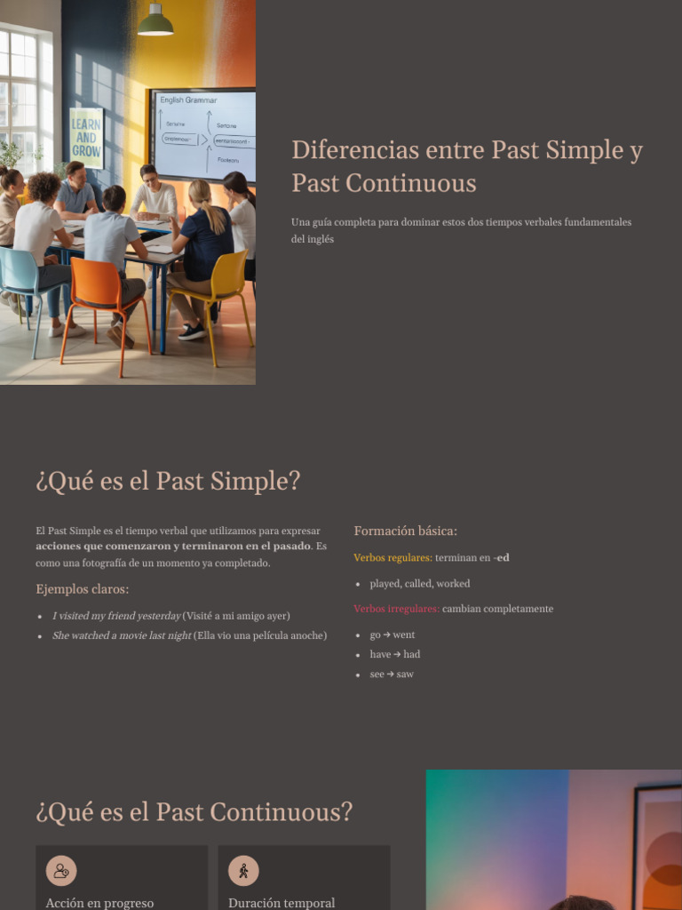 Diferencias entre Past Simple y Continuous | PDF | Verbo | Gramática