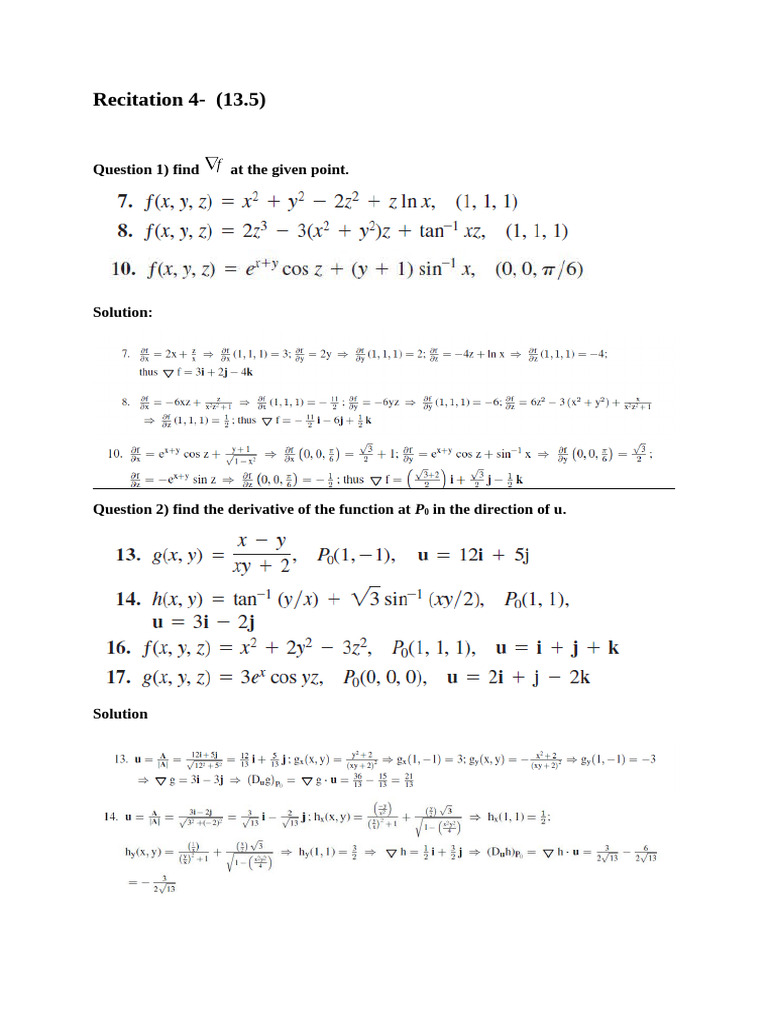 Recitation 4 - 13.5 Questions and Answers | PDF