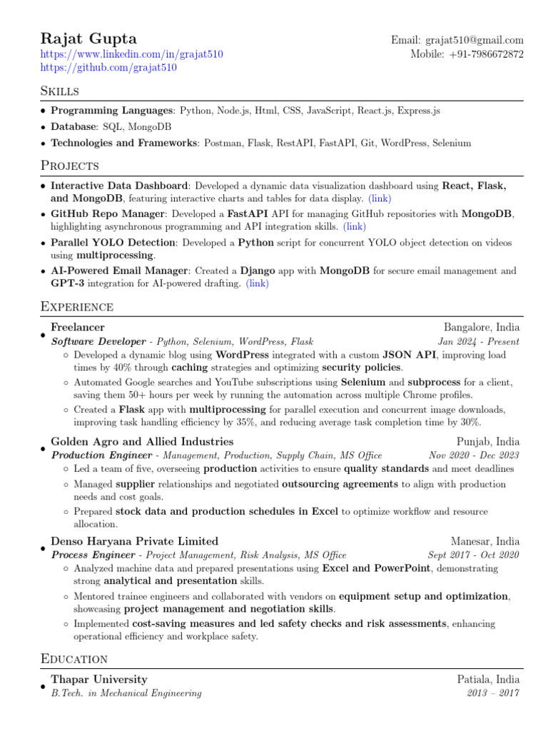 Rajat Resume Web Developer 25-09-24 | PDF | Selenium (Software) | Word ...