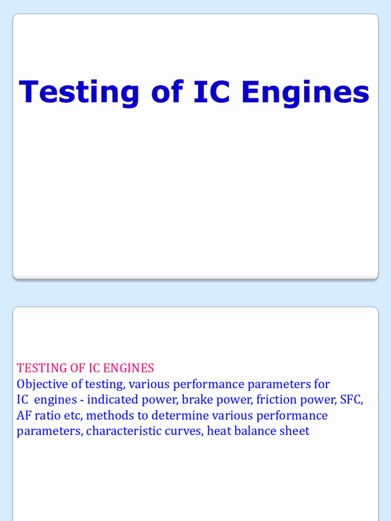IC Engine Testing: Performance Metrics | PDF | Engines | Energy Technology