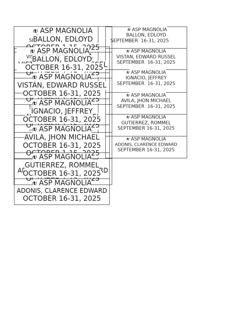 Magnolia Ignacio Schedule 2025 | PDF