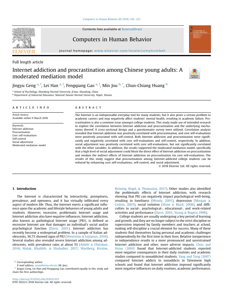 Internet Addiction and Procrastination Among Chinese Young Adults | PDF ...