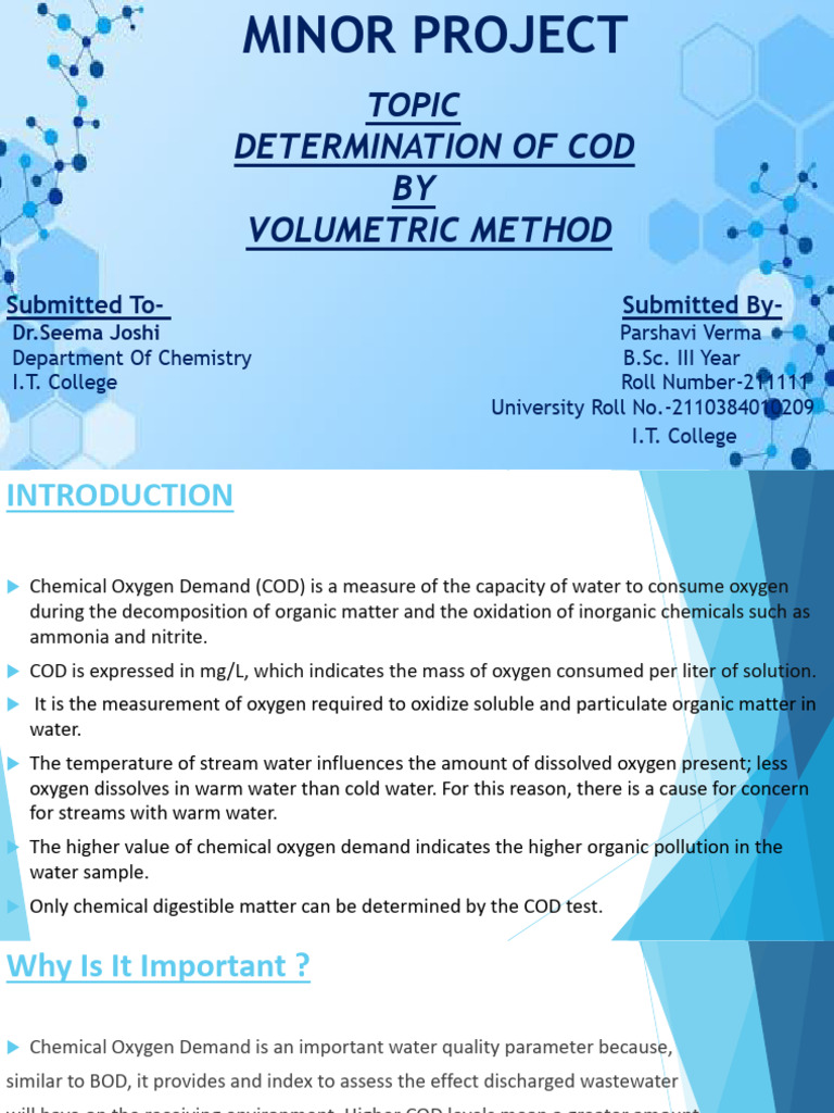 COD Determination by Volumetric Method | PDF | Chemistry | Chemical ...