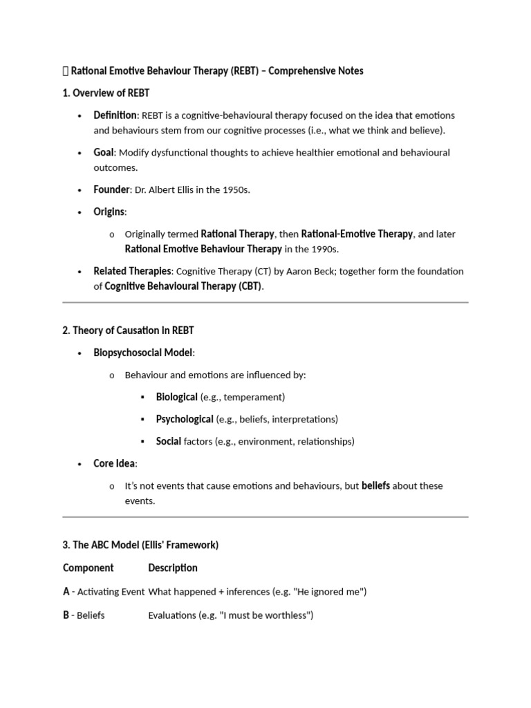 REBT: Key Concepts and Techniques | PDF | Rational Emotive Behavior ...