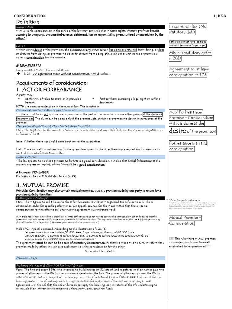 Understanding Legal Consideration in Contracts | PDF | Consideration ...