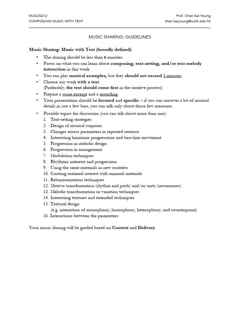 Music Composition with Text Guidelines | PDF