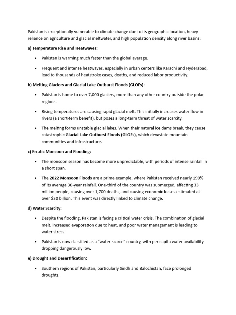 Climate Change in Pakistan | PDF | Glacier | Flood