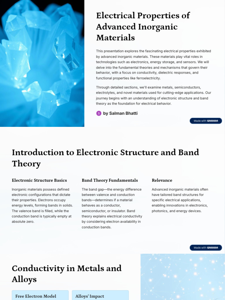Electrical Properties of Advanced Inorganic Materials | PDF ...