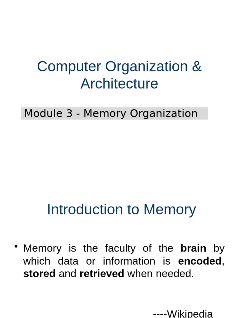 Memory Organization in Computer Architecture | PDF | Computer Data ...