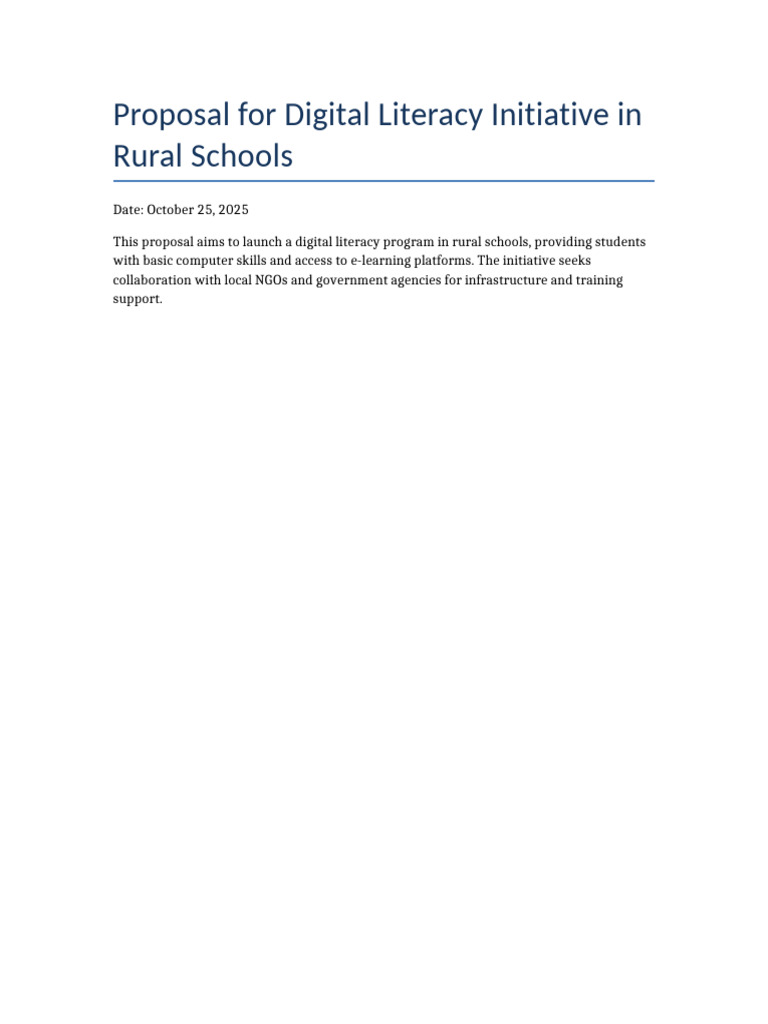 Digital Literacy Program for Rural Schools | PDF