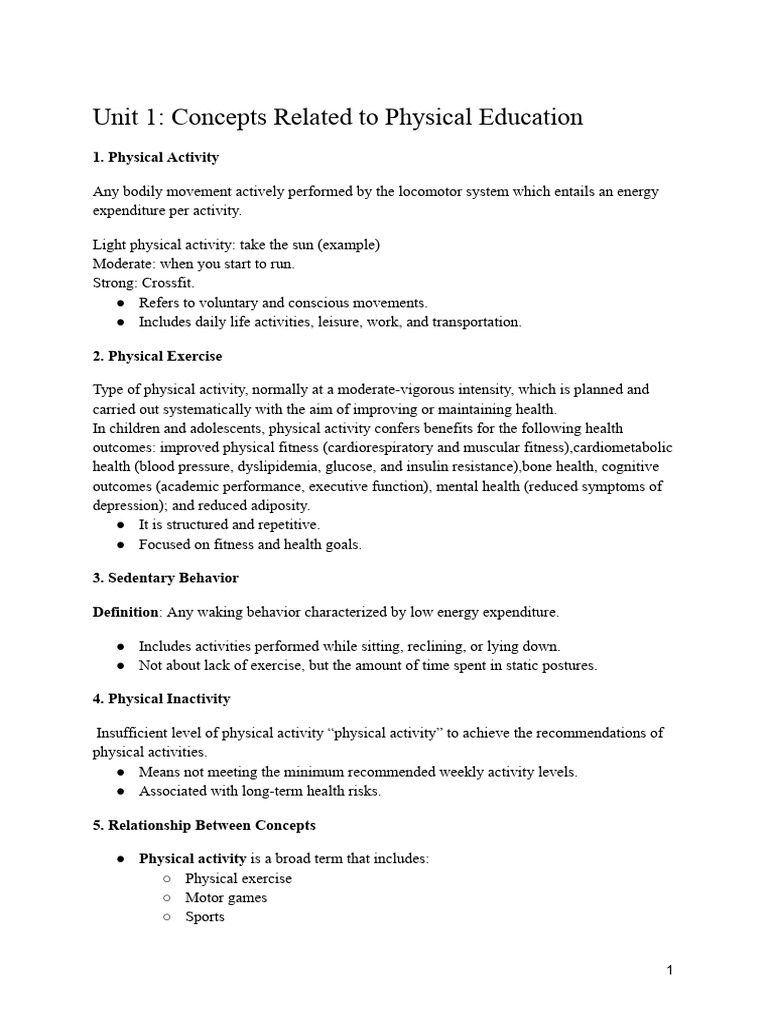 Physical Education Concepts Overview | PDF | Physical Fitness | Curriculum