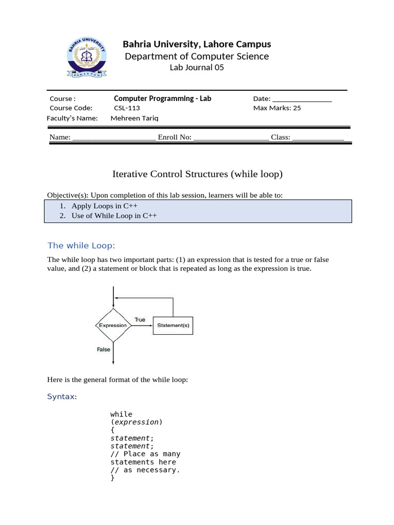 Lab Journal 05 A 07102025 114239am | PDF | Control Flow | Computer ...