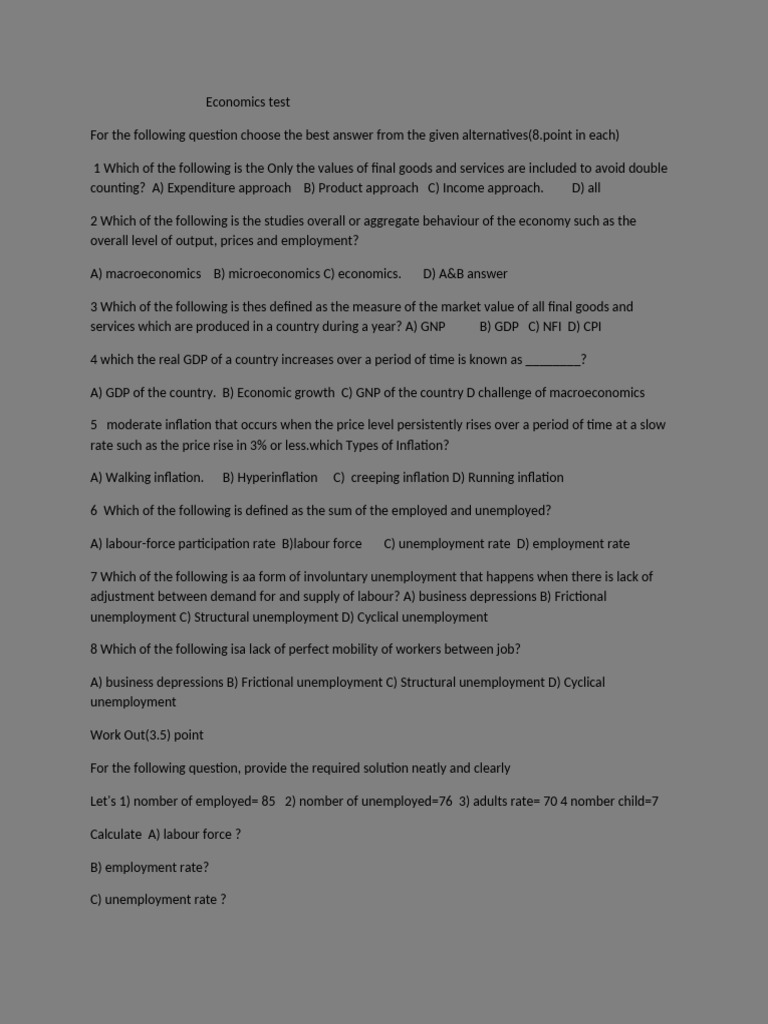 Economics Test-First Sim12 | PDF