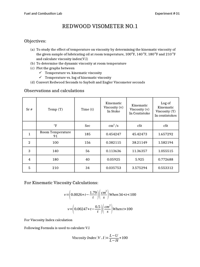 Viscosity Analysis of Lubricating Oil | PDF | Viscosity | Quantity
