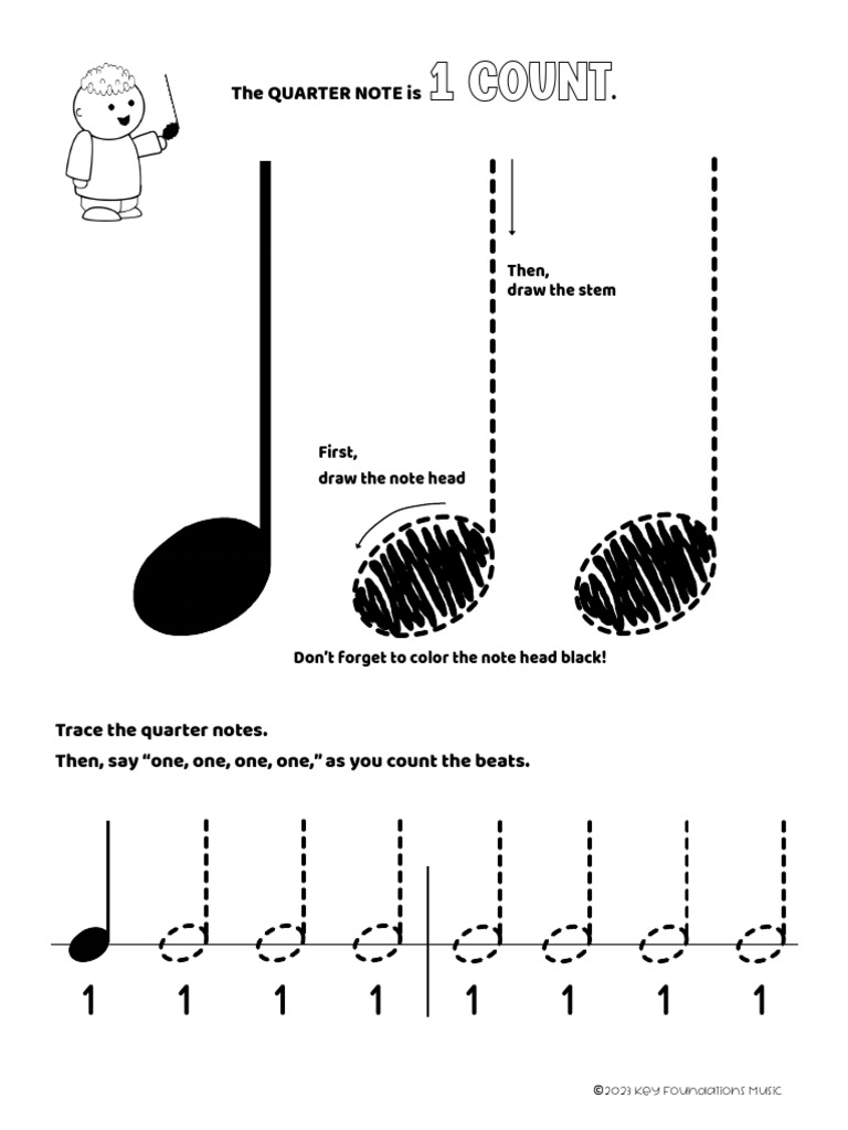 Music Note Counting and Tracing Guide | PDF | Rhythm And Meter | Music ...