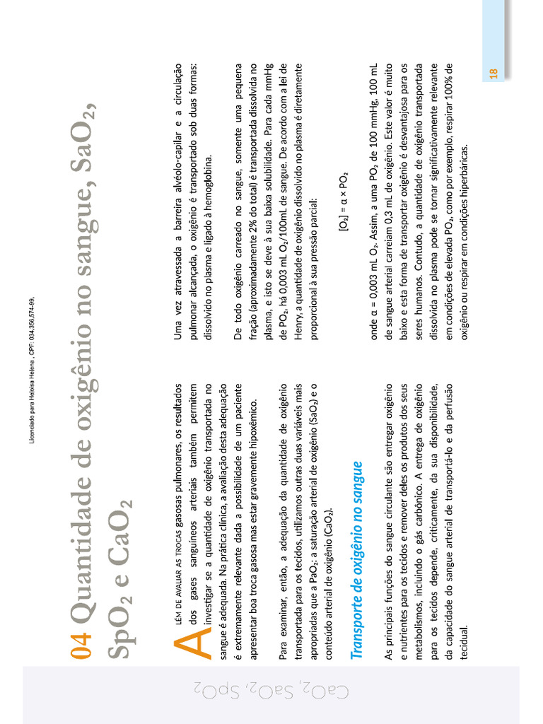 PaCO2, PaO2, SaO2 e CaO2 (Gasometria Arterial) | PDF