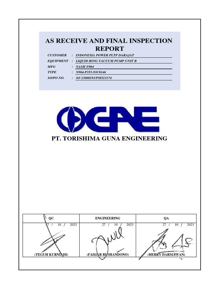 Final Report LRVP Ip Darajat Unit B | PDF | Pump | Chemical Engineering