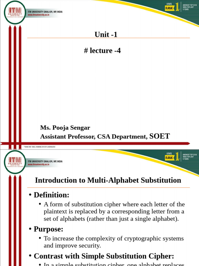 Unit 1 Cryptolecture - 4 | PDF | Encryption | Applied Mathematics