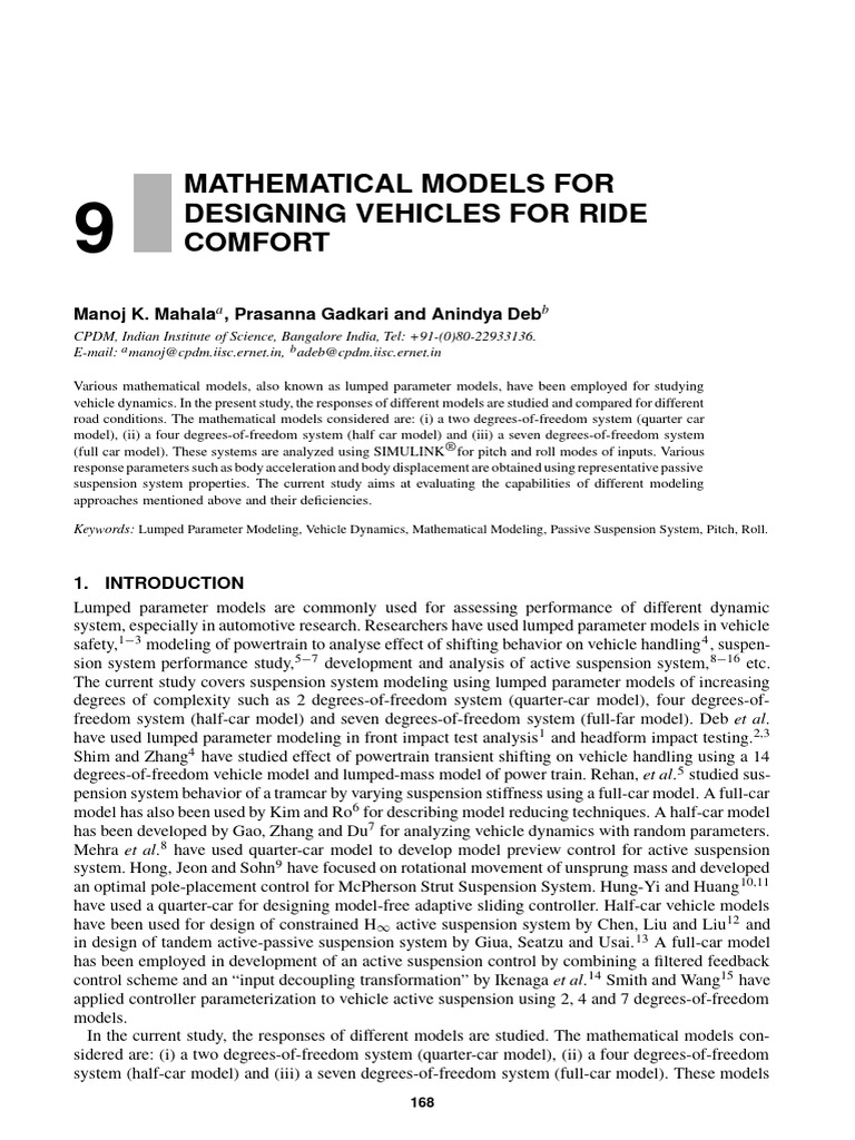 Vehicle Ride Comfort Modeling Techniques | PDF | Center Of Mass | Vehicles