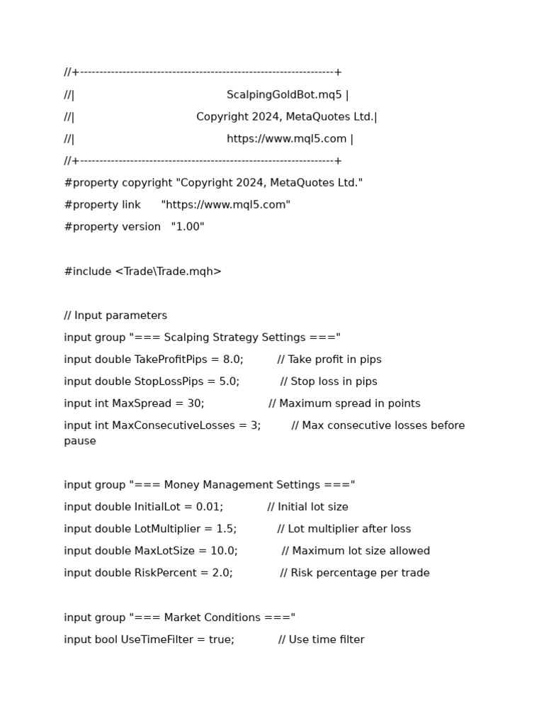 Scalping Gold Trading Bot Setup | PDF | Computer Programming | Software ...
